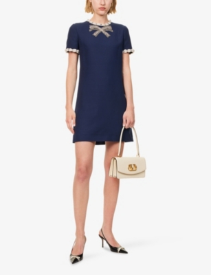 Valentino Knee Length Dress Short Sleeves In Blue