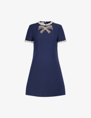Valentino Knee Length Dress Short Sleeves In Blue