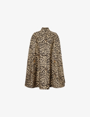VALENTINO GARAVANI: Leopard Relaxed-Fit Wool Cape