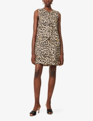 Valentino Womens Animalier Leopard-print Long Wool And Silk-blend Gilet In Animal Print