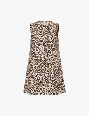 Valentino Womens Animalier Leopard-print Long Wool And Silk-blend Gilet In Animal Print