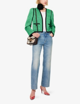 VALENTINO WOMENS VALENTINO GARAVANI FADED-WASH STRAIGHT-LEG DENIM JEANS 