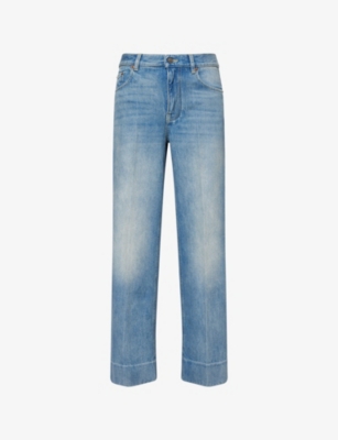 VALENTINO WOMENS VALENTINO GARAVANI FADED-WASH STRAIGHT-LEG DENIM JEANS 