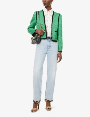 VALENTINO GARAVANI: Pattern-Trim Straight-Leg Denim Jeans