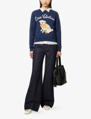 VALENTINO GARAVANI: Chez Valentino Embroidered Cotton-Jersey Sweatshirt