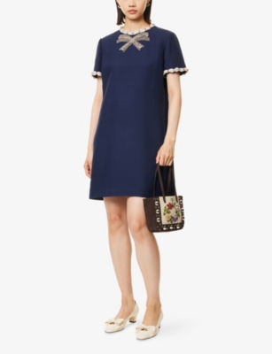 Valentino Knee Length Dress Short Sleeves In Blue