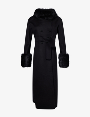 VALENTINO GARAVANI: Fur-Embellished Belted Wool And Cashmere Wool Coat