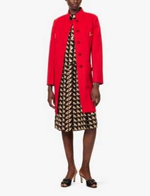 Valentino Womens Paris Embellished Regular-fit Wool And Cashmere Wool Coat In Red