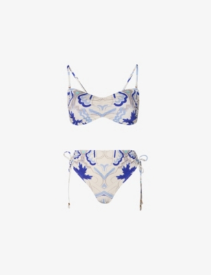 MALINA: Lottie Printed Bandeau Bikini Top