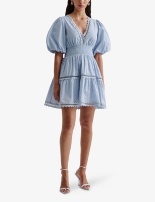 MALINA: Elvira V-Neck Cotton Mini Dress