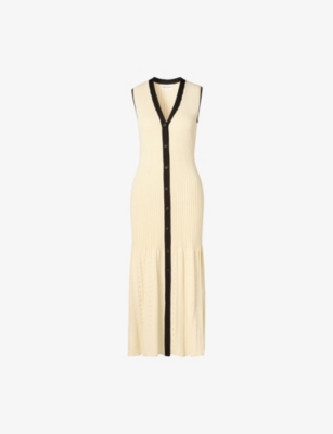 Malina Womens Vanilla Portia Button-front Knitted Midi Dress In Vanilla