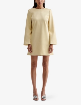 Malina Womens Lemon Elna Bow-trim Satin Mini Dress In Lemon