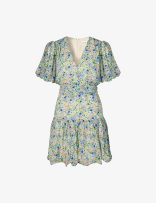 Malina Womens Ditsy Lone V-neck Chiffon Mini Dress In Ditsy