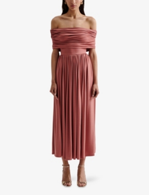 MALINA: Ariel Off-Shoulder Jersey Midi Dress