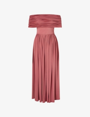 MALINA: Ariel Off-Shoulder Jersey Midi Dress