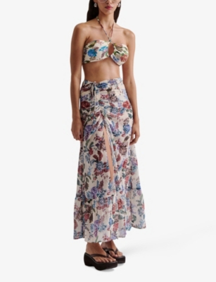 MALINA: Amandine Split-Hem Mesh Maxi Skirt