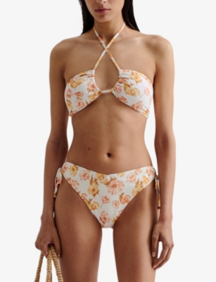 MALINA: Blanka Floral-Print Side-Tie Bikini Bottoms