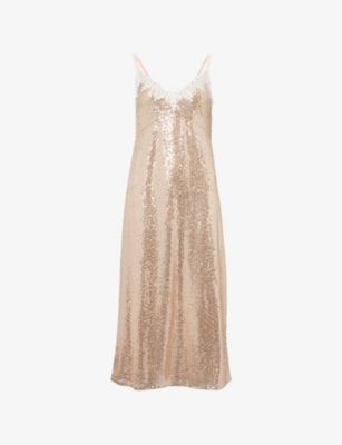 Needle & Thread Womens Butterscotch Coco Cami Ballerina Shoulder-straps Woven Midi Dress