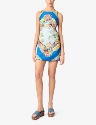 MAJE: Tropical-Pattern Woven Mini Dress