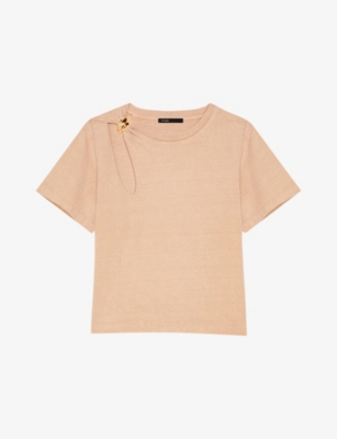 MAJE: Jewel-Embellished Short-Sleeve Cotton T-Shirt