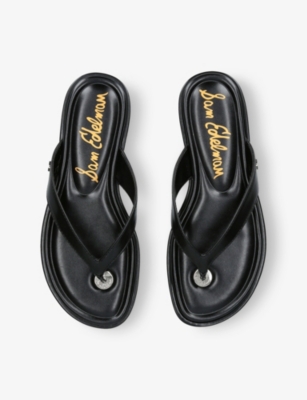 SAM EDELMAN: Remi Faux-Leather Flat Sandals
