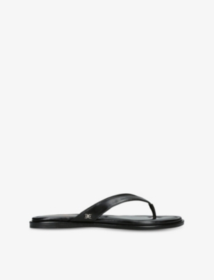 SAM EDELMAN: Remi Faux-Leather Flat Sandals