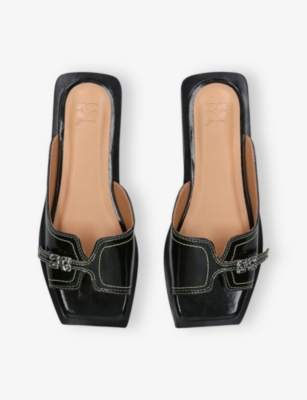 GANNI: Butterfly Faux-Leather Flat Sandals