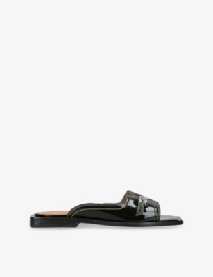 GANNI: Butterfly Faux-Leather Flat Sandals