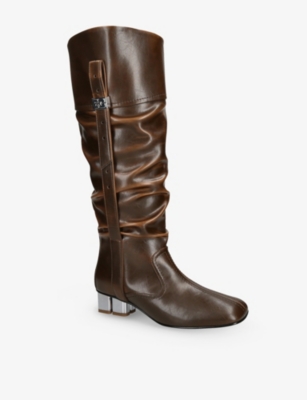 GANNI: Butterfly Slouchy Faux-Leather Knee-High Boots