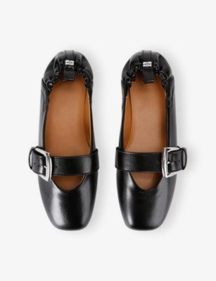 GANNI: Butterfly Faux-Leather Mary Jane Flats