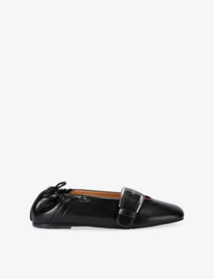 Ganni Ballerina With Buckle Strap In Black