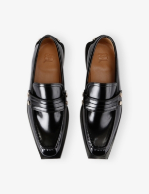 GANNI: Stud-Embellished Faux-Leather Loafers