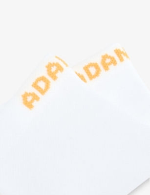 Adanola Womens White/mango Logo-print Stretch-woven Running Socks In White