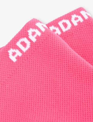 Adanola Womens White/pink Logo-print Stretch-woven Running Socks In Pink