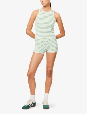ADANOLA: Stripe-Print Ribbed-Knit Top