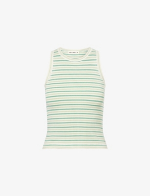 ADANOLA: Stripe-Print Ribbed-Knit Top