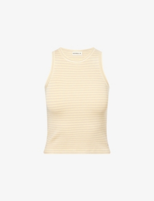 ADANOLA: Stripe-Print Ribbed-Knit Top
