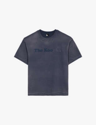 The Kooples Mens Dark Navy Branded Short-sleeved Cotton-jersey T-shirt