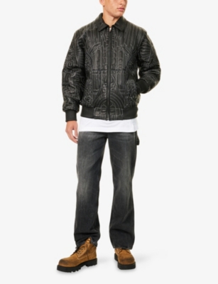 Who Decides War By Ev Bravado Mens Black  X  Pelle Pelle Cathedral Stitched Leather Jacket