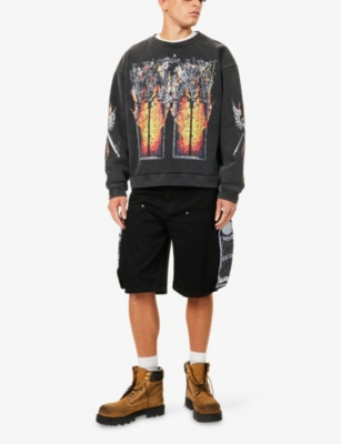 Who Decides War By Ev Bravado Mens Ember Chapel Crewneck Cotton-jersey Sweatshirt Black Xl