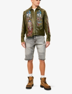 Who Decides War By Ev Bravado Mens Eden Embroidered Leather Jacket Khaki Xl