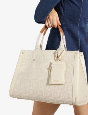 Dune Womens Cream Fabric Dialect Branded Fabric Tote Bag