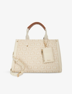 Dune Womens Cream Fabric Dialect Branded Fabric Tote Bag