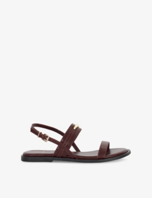 DUNE: Litton Leather Flat Sandals