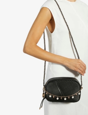 Dune Womens Black Synthetic Chancery Chain-embellished Faux-leather Camera Bag