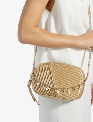 Dune Womens Gold Synthetic Chancery Chain-embellished Faux-leather Camera Bag