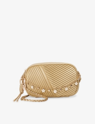 Dune Womens Gold Synthetic Chancery Chain-embellished Faux-leather Camera Bag