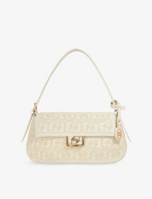 Dune Womens Cream Canvas Highgate Baguette Woven Shoulder Bag