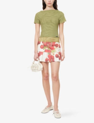 House Of Sunny Womens  Multi-layer Short-sleeve Stretch-mesh Top