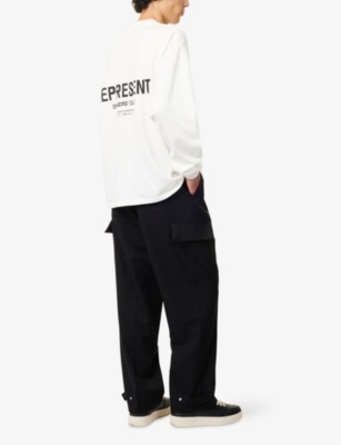 Represent Mens Flat White Owners' Club Graphic-print Relaxed-fit Cotton-jersey Sweatshirt In Flat White